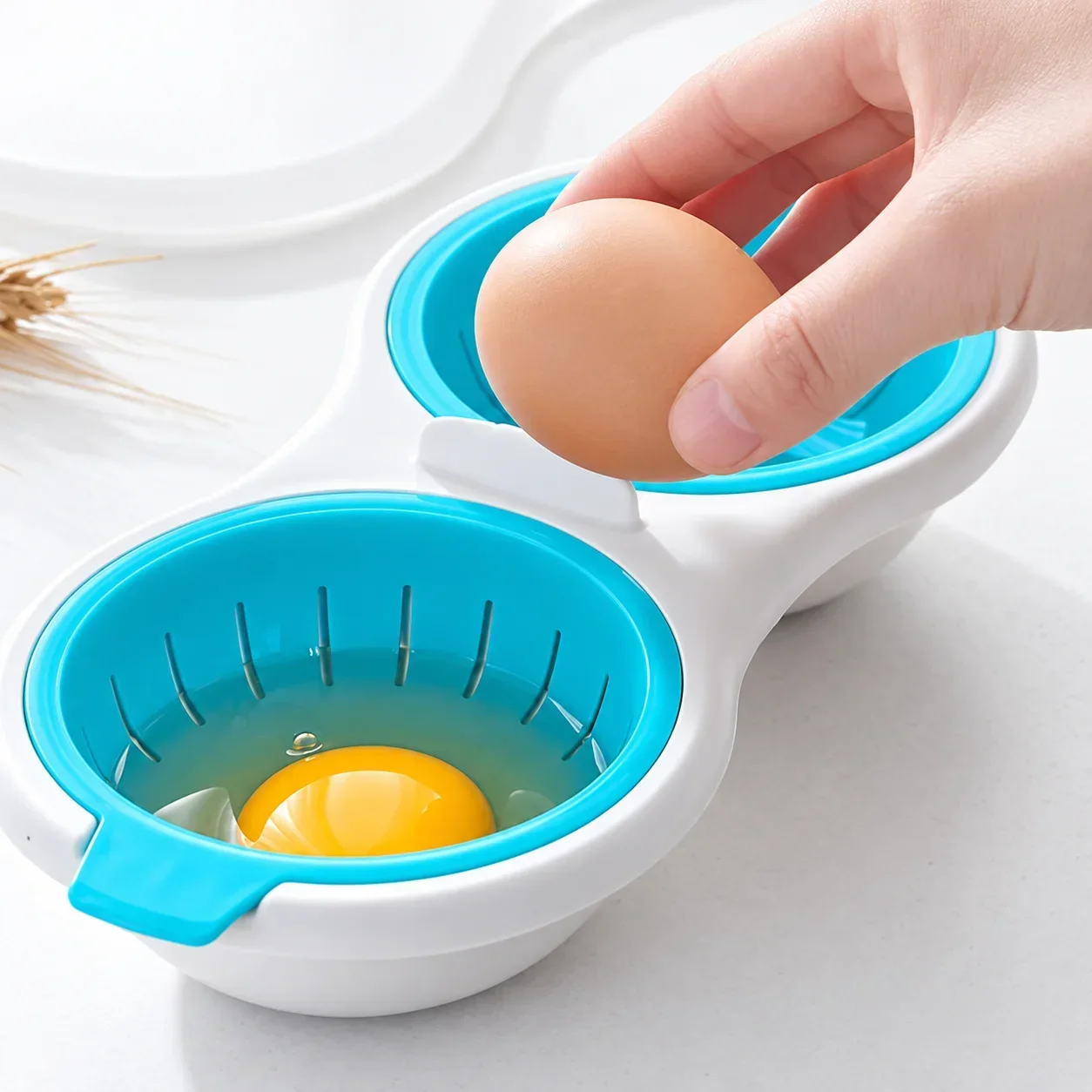 1pc Microwave Eggs Poacher Double-Cup Egg Boiler Kitchen Gadget Hot Spring Egg Mold Cooking Tools