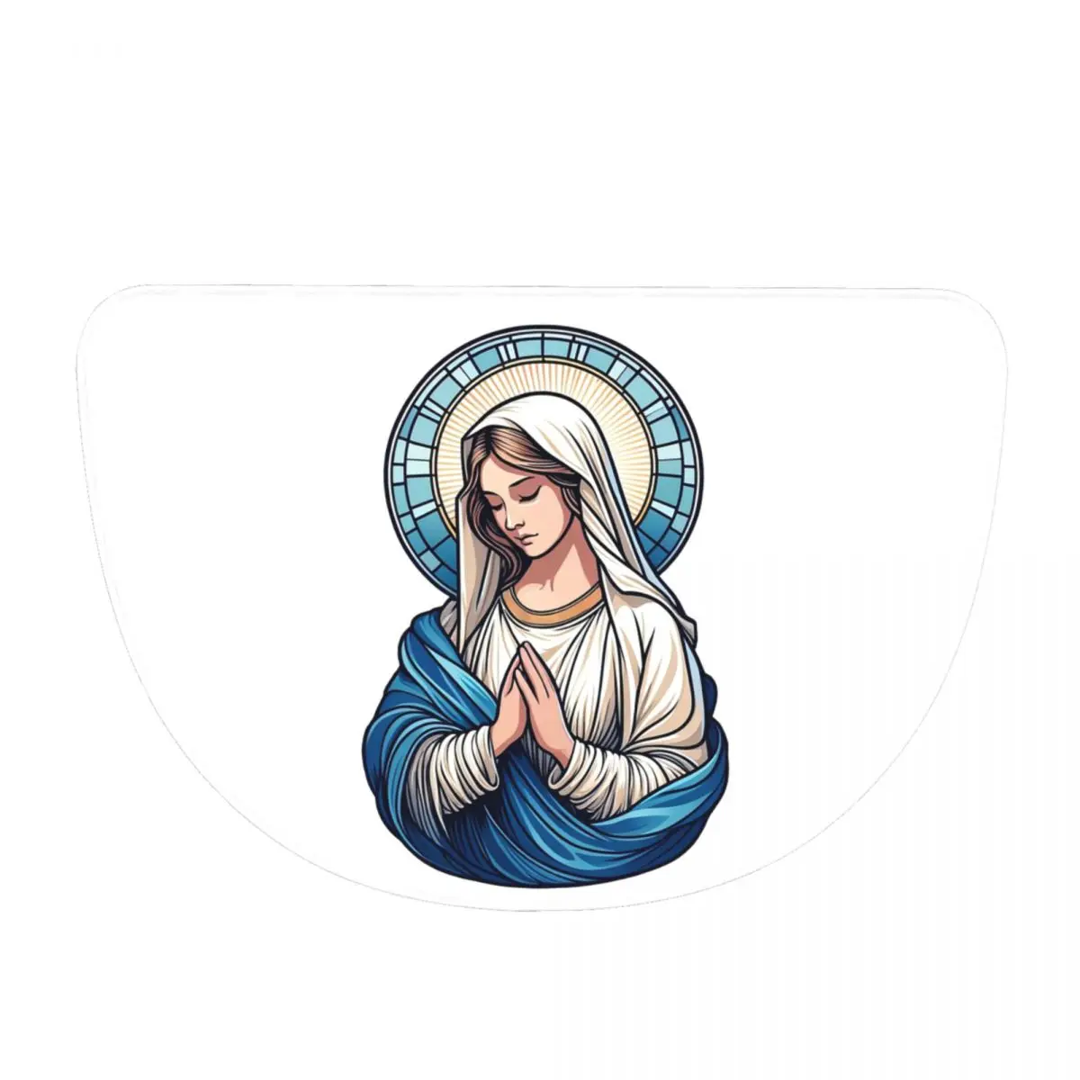Virgin Mary Pray For Us Catholic Soft Flannel Half Round Doormat Non Slip Bathroom Mat Absorbent Floor Carpet for Garage