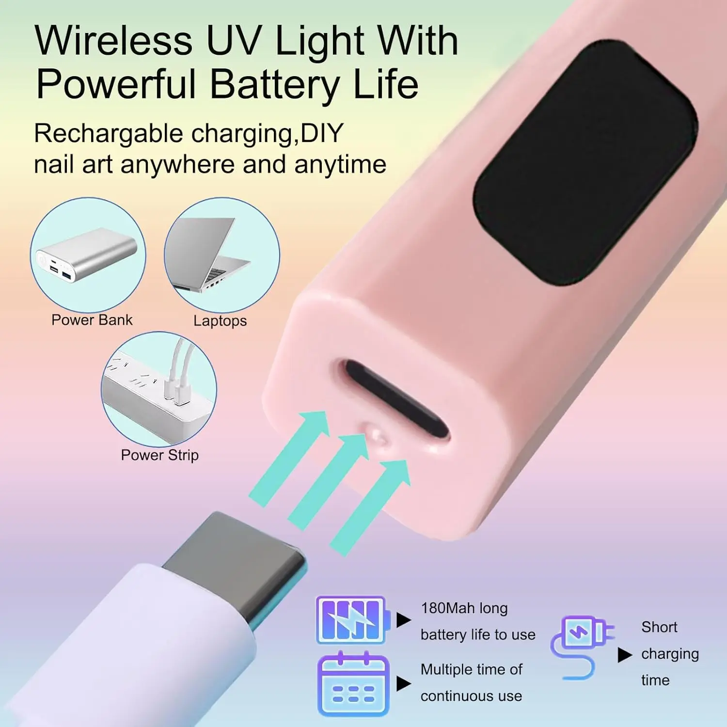 Mini lampada per unghie portatile UV LED luce per unghie per polimerizzare tutti lo smalto gel USB ricaricabile macchina per manicure ad asciugatura rapida strumento per unghie