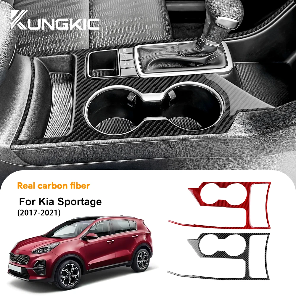 

Настоящая мягкая наклейка из углеродного волокна для KIA Sportage 2017 2018 2019 2020 2021, автомобильная панель переключения передач, чашка для воды, внутренняя отделка