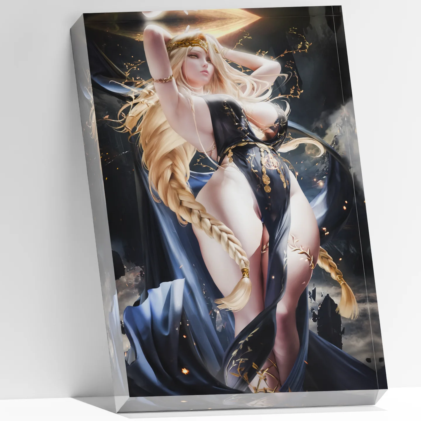 

Eternal Queen Waifu Figure, Sexy Anime Acrylic Block, Golden Goddess Room Decor, Gamer Gift for Men, Collectible Art