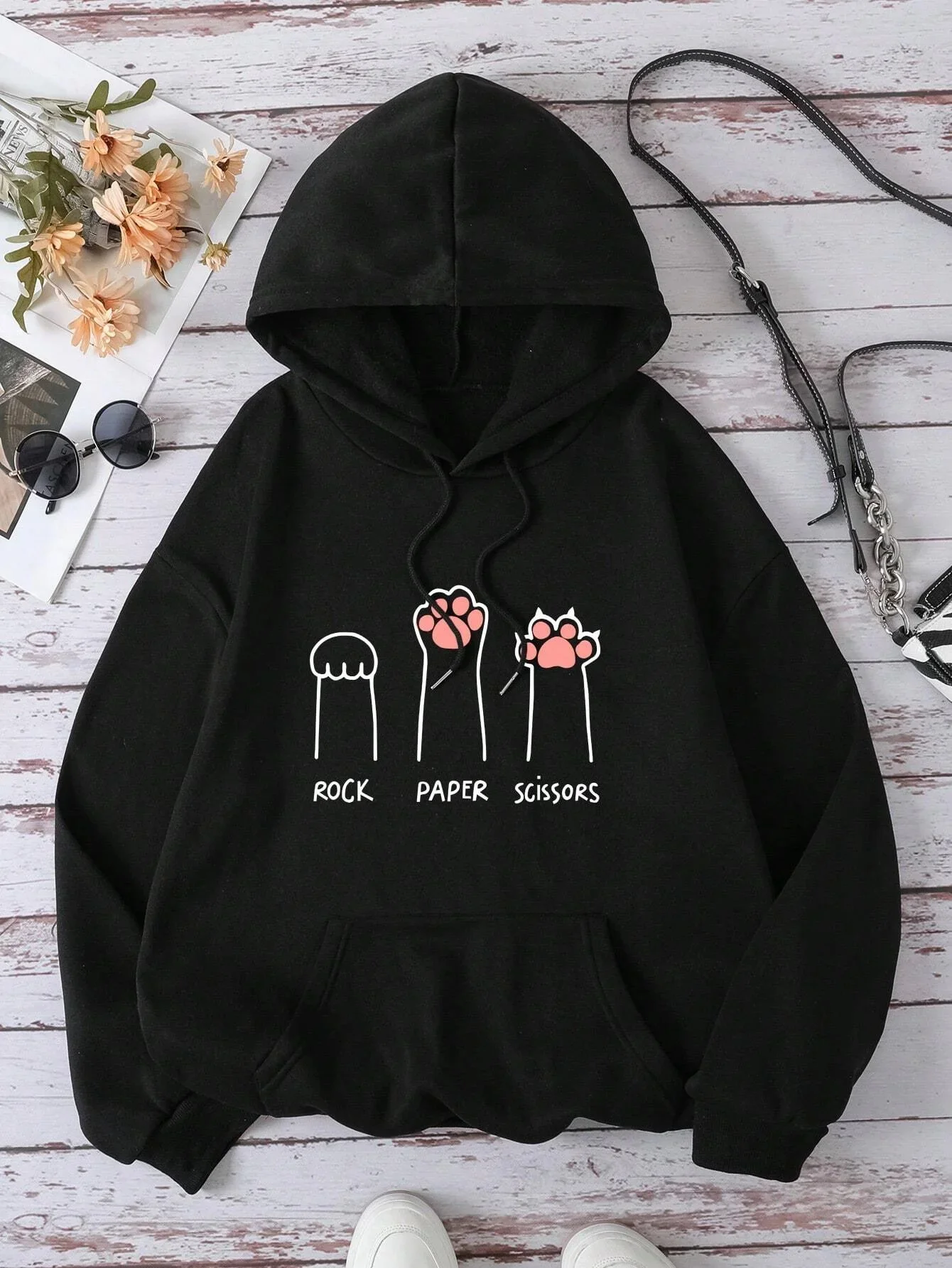 Cotton hoodies for adults and children, stone scissor fabric hoodies, cute cat paws, warm and casual quality, loose fitting clot