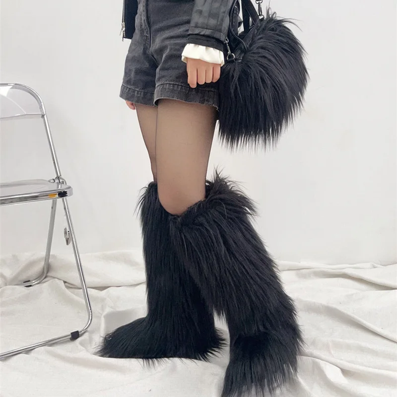 winter-fur-bag-women-faux-boots-set-furry-warm-snow-boots-cute-tote-fur-handbags-women-platform-plush-boots-designer-tote-bag