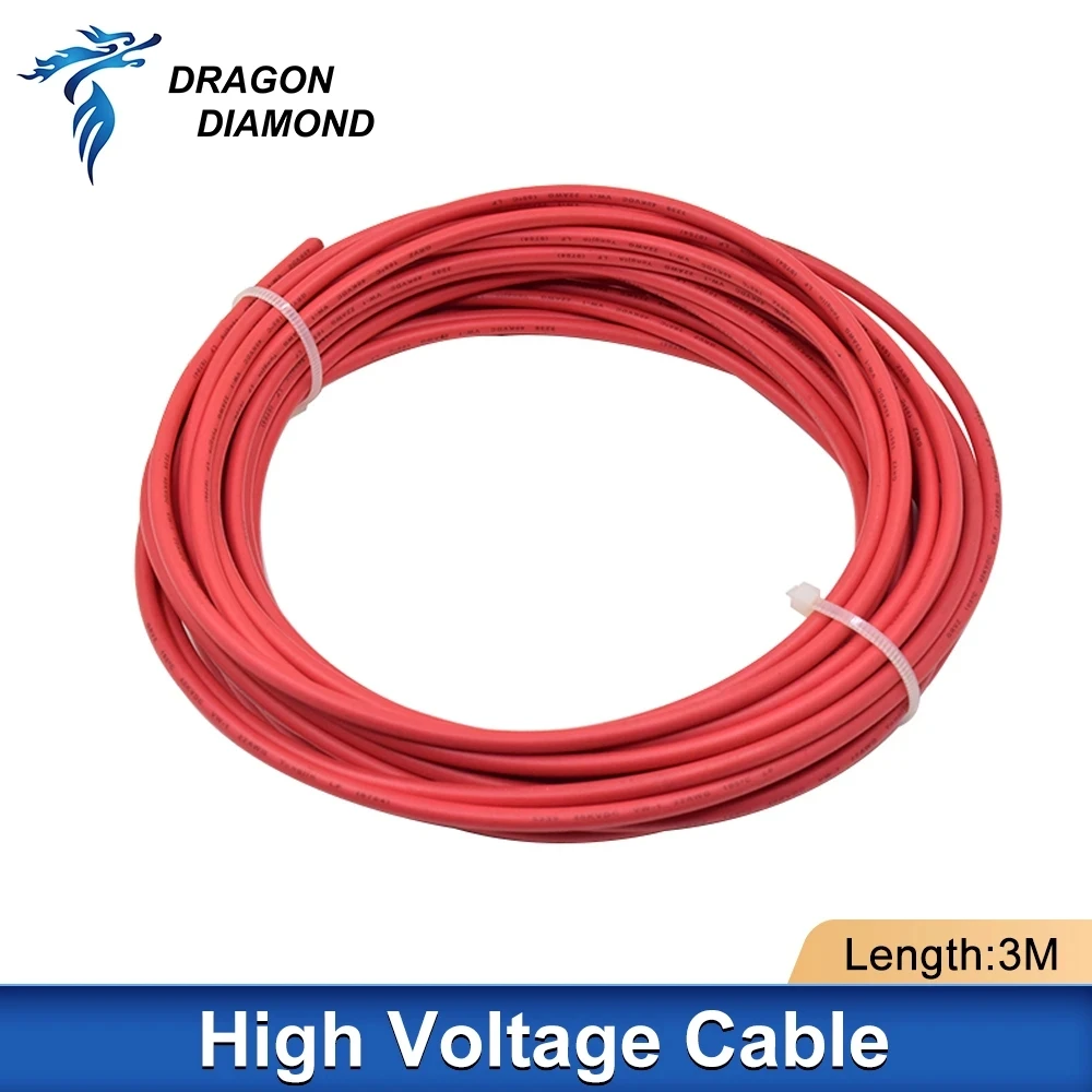 

High Voltage Cable 3m Red Positive Wire For CO2 Laser Power Supply and Tube For Laser Engraver