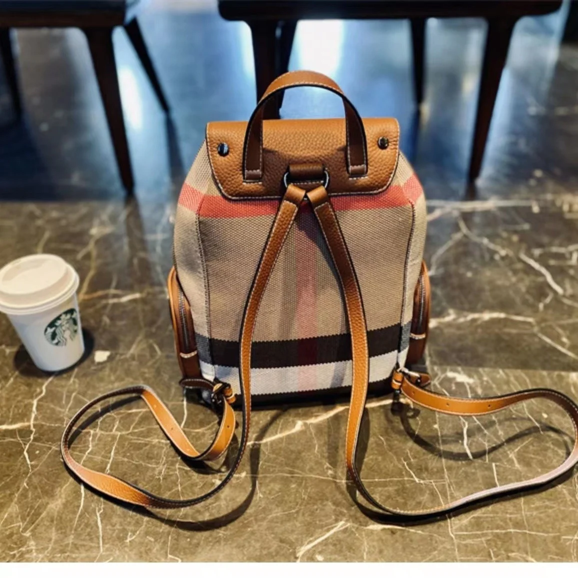 trendy-plaid-genuine-leather-canvas-double-oulder-bag-for-women-classic-bapa-high-networth-sli-leather-handbag