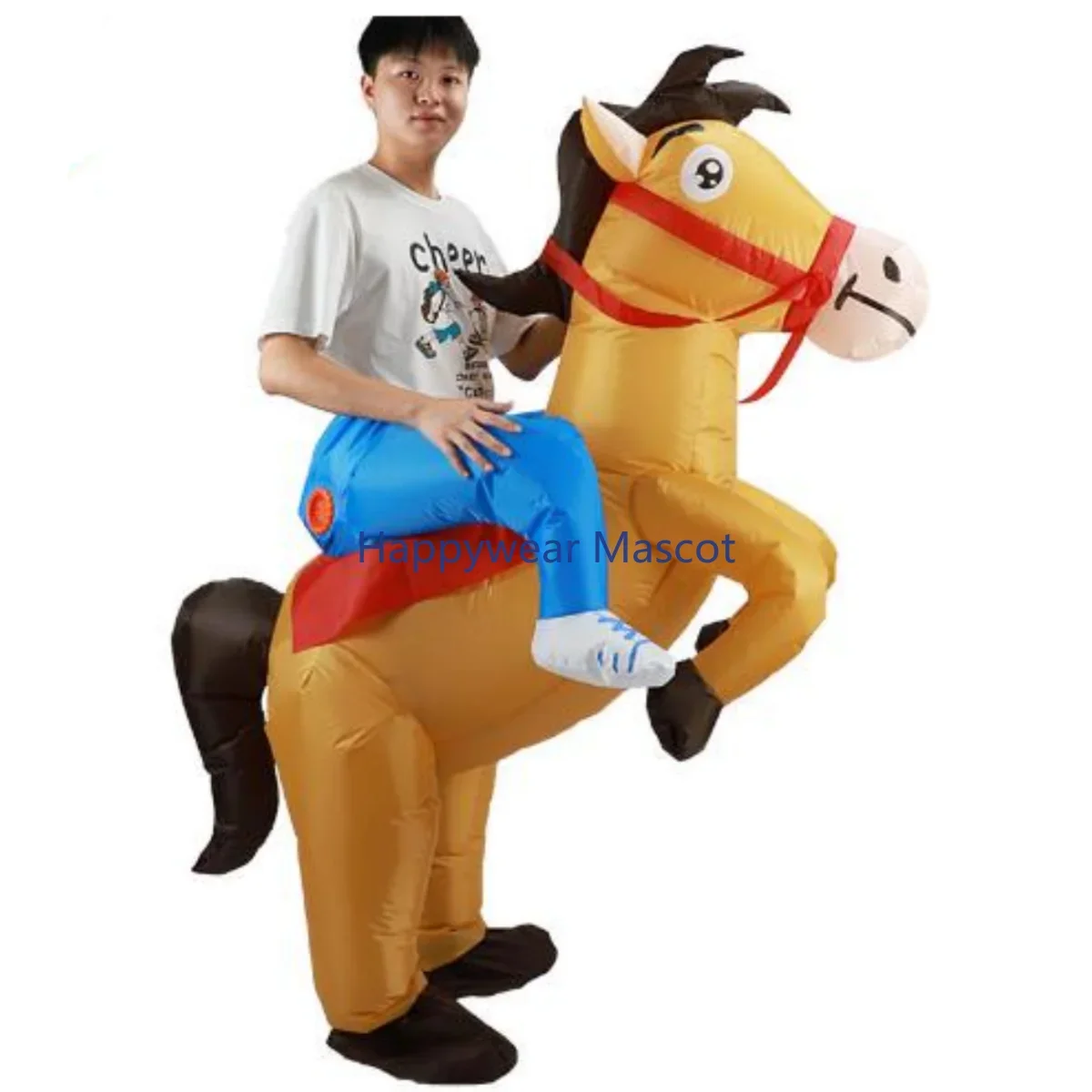 Handsome Riding Horse Inflatable Costume Halloween Party Costume Funny Animal Ride Walking Jazz Horse Suit Inflatable Garment