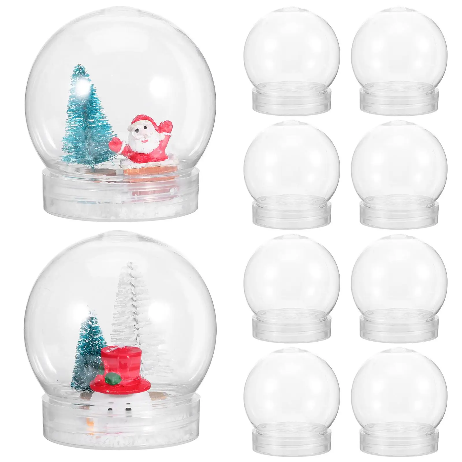 10 Pcs DIY Snow Globe Craft Christmas Decorations Water Empty Globes Compact Plastic Halloween