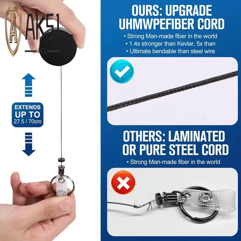 

AK51-6 Pack Heavy Duty Reel Retractable Badge Holder,Badge Reel ID Badge Holder Retractable With Belt Clip Key Ring