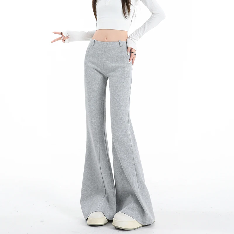 KSTUN Women's Flared Pants Bootcut Trousers Vintage Casual Pants Stretchy Floor Pants Gray Pink Brown Black Side Zipper Designer