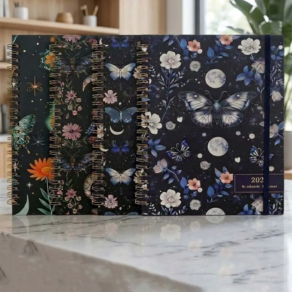 Paper Made 2027 Weekly Planner Twin Wire Binding Solid Color A5 Agenda Book Floral Pattern Lightweight