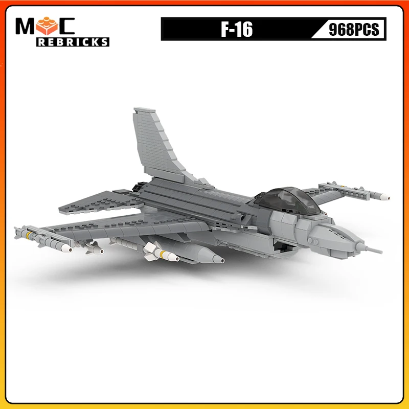 

968PCS F-16 Fighting Falcon Light Fighter High-tech Military Weapon Aircraft Building Blocks Model Kid's Puzzle Bricks Toys Gift