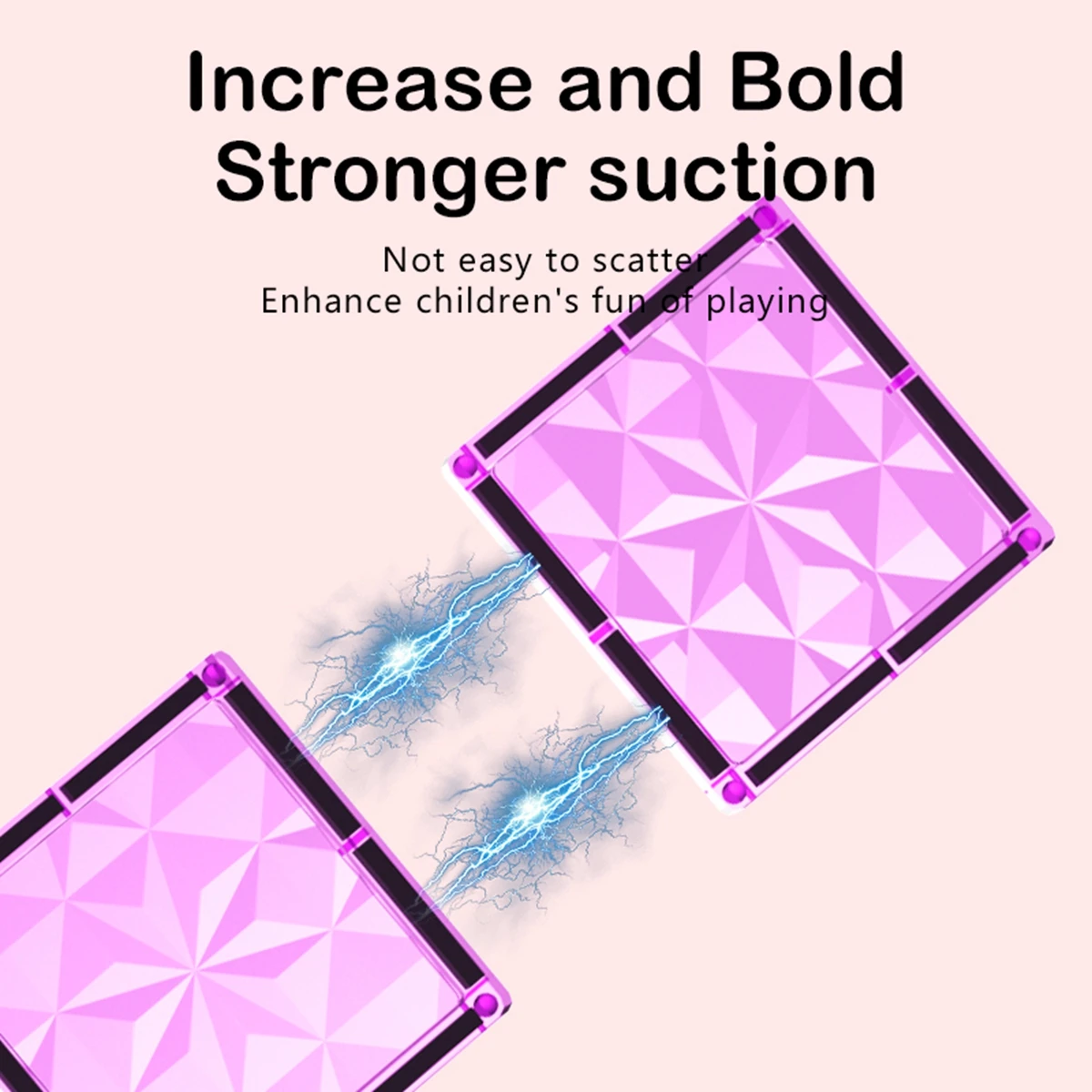 مجموعة مكعبات بناء قلعة البلاط المغناطيسي ثلاثية الأبعاد من برينسيس - ألعاب تعليمية جذعية حسية للأطفال الصغار - بناء مغناطيسي وردي