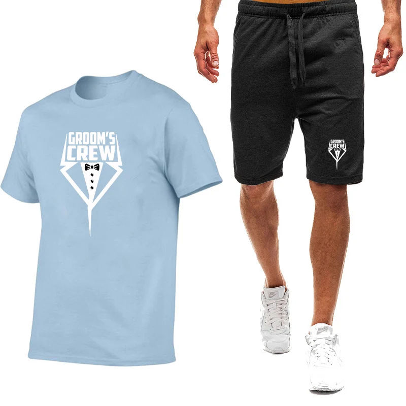 Team Groom Summer Popular Men's T-shirt + Shorts Suit Sports Print Casual Fashion Short-sleeved T-shirt Suit Men's Jogging Suit view 5