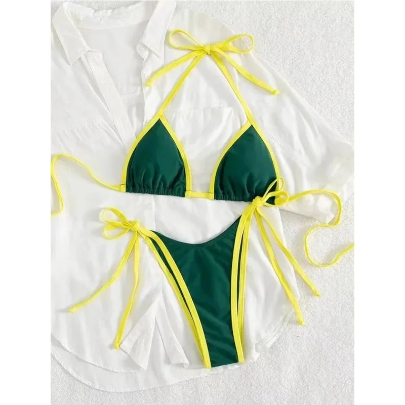 2026 Sexy Contrast Color Separates Micro Bikini Women's Swimsuit Female Swimwear Mini Thong Bikinis Set Two-piece Bathing Suit