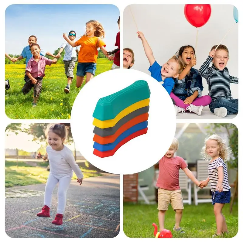 Stepping Stones For Kids Rainbow Non-slip Textured Sensory Stepping Stones For Kids 6PCS Portable Obstacle Course Indoor Outdoor