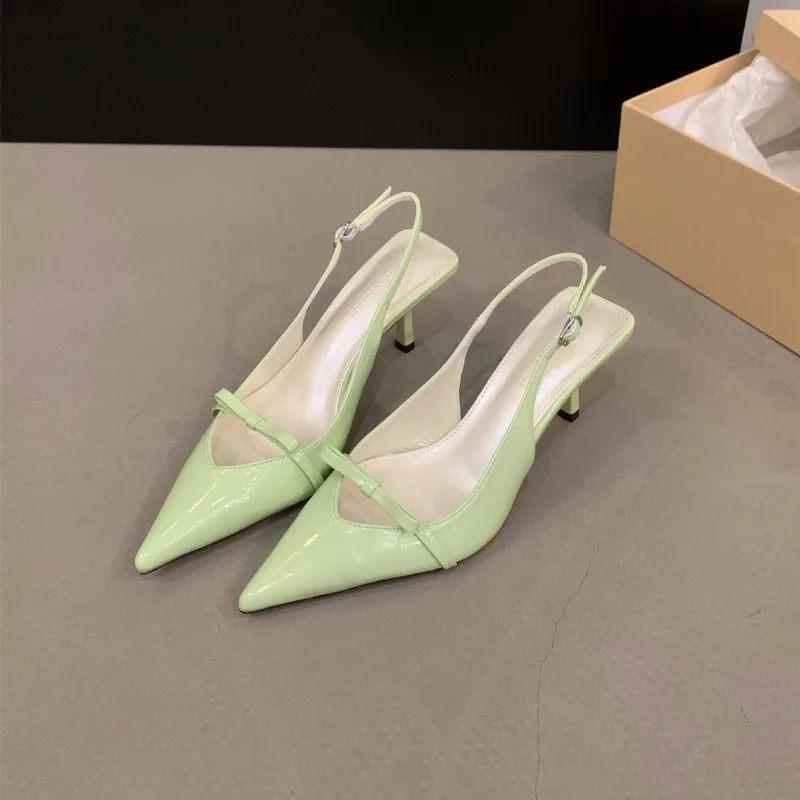 Women High Heeled Sandals Spring Fashion Shallow Slip on Pointed Toe Women Dress Sexy High Heeled Back Empty Toe Sandals