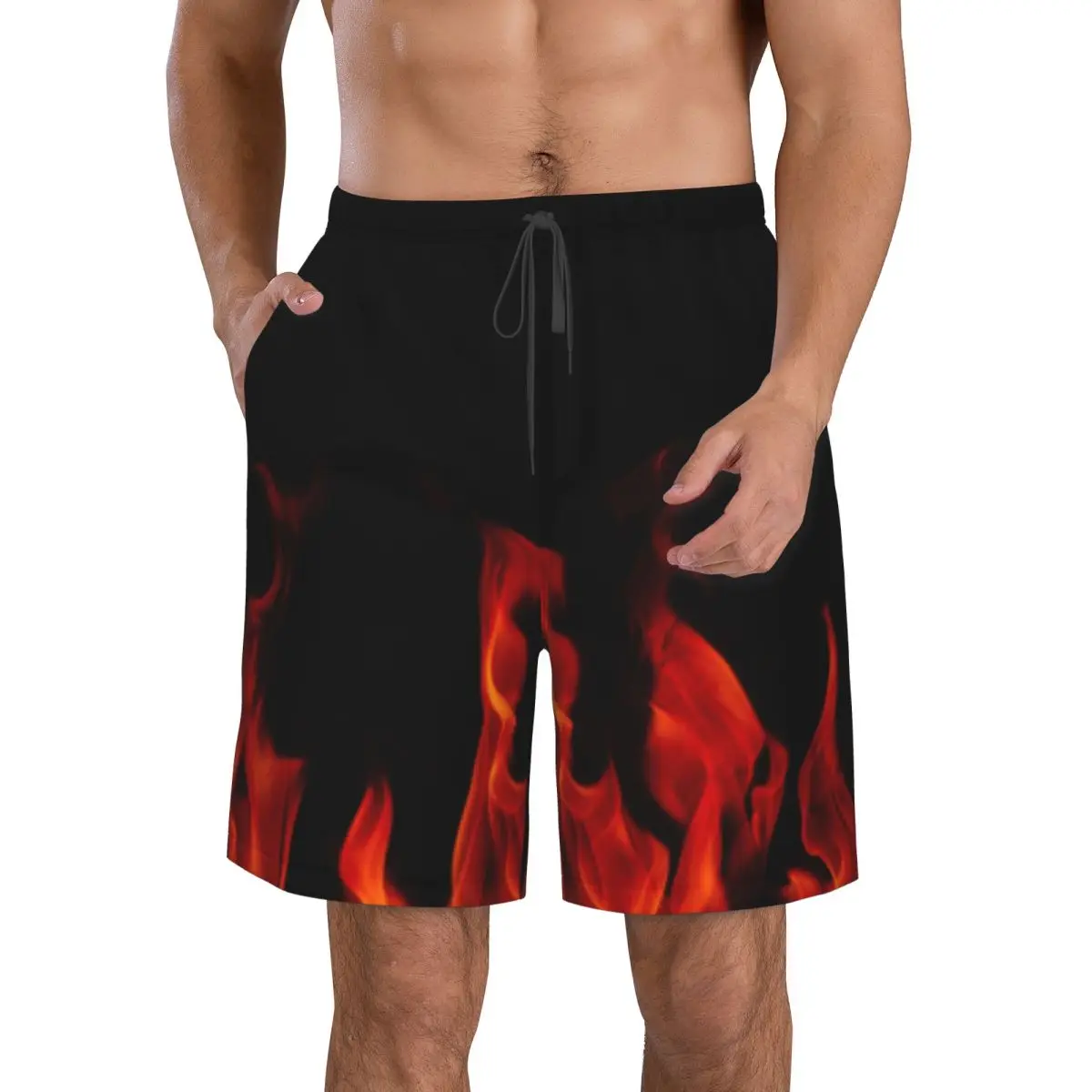 

Men's Swimming Shorts Fire Flames Abstract Art Trunks Beach Wear