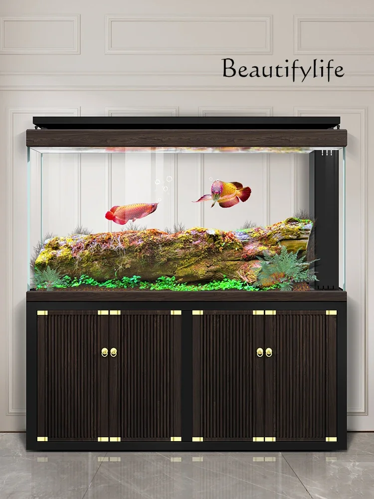 New Chinese ultra-white fish tank living room home screen partition smart aquarium bottom filter