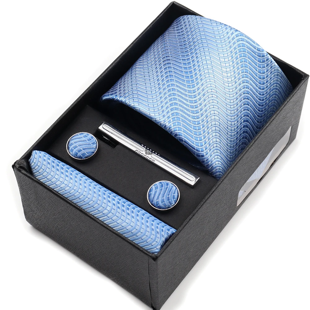 Pocket Square Cufflinks Set Tie Set Box for Men, Gift Box