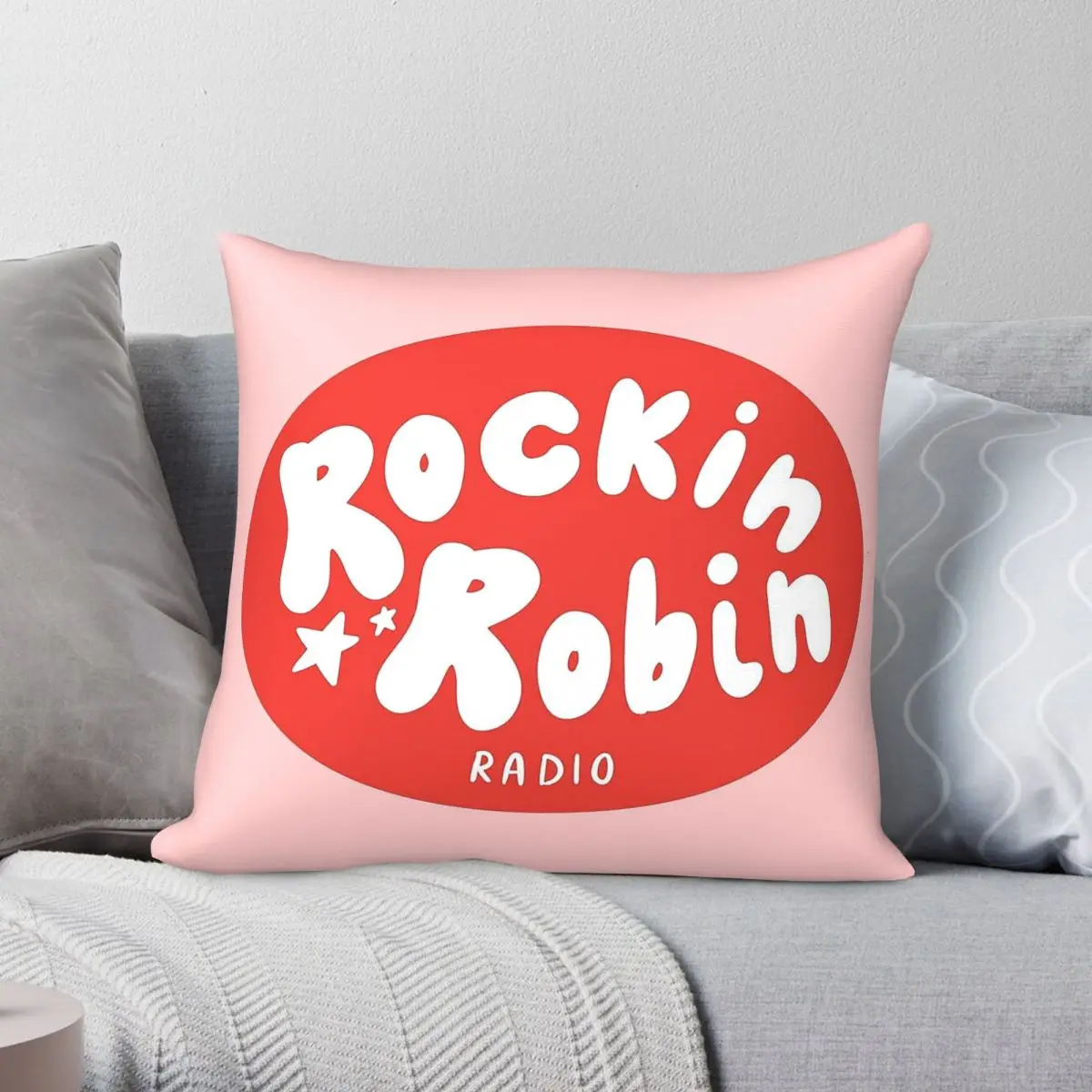 Rockin Robin Radio Square Pillowcase Polyester Linen Velvet Creative Zip Decorative Home Cushion Cover