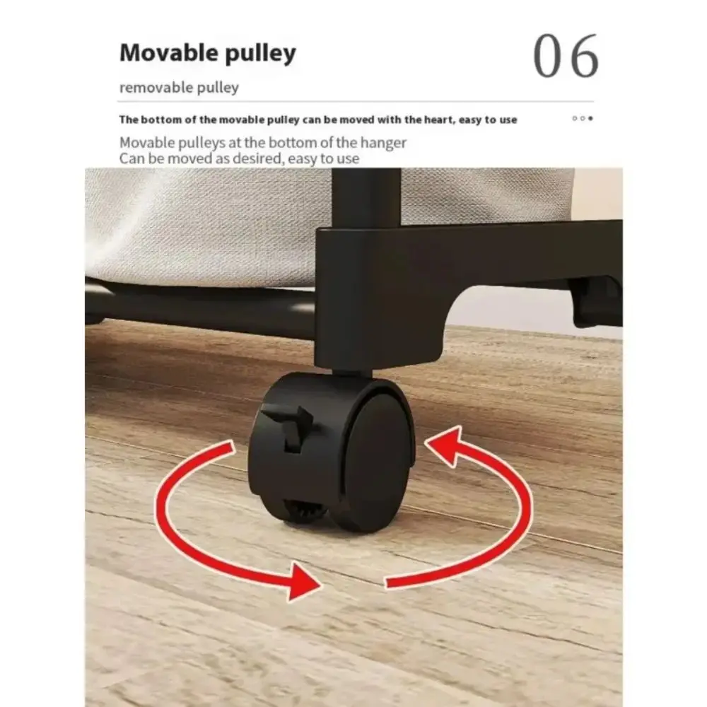 Coat Rack Movable Double Clothes Shelf Simple Rod Clothes Floor-Standing Bedroom Telescopic Floor Hangers Storage Coat Rack