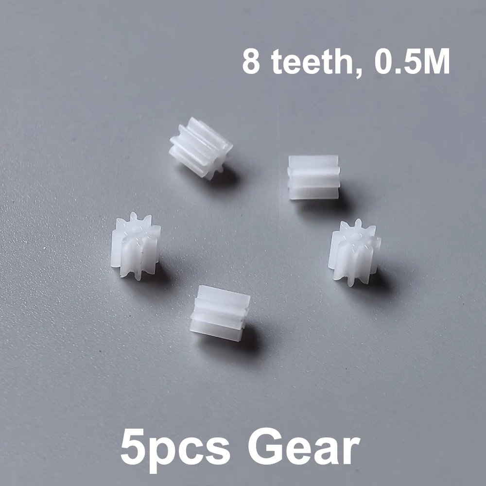 5pcs 0.5Module Plastic Gear 8T Teeth Toy RC Model Car Drone Engine Mini Coreless Motor 1mm Shaft Transmission Pinion Gear