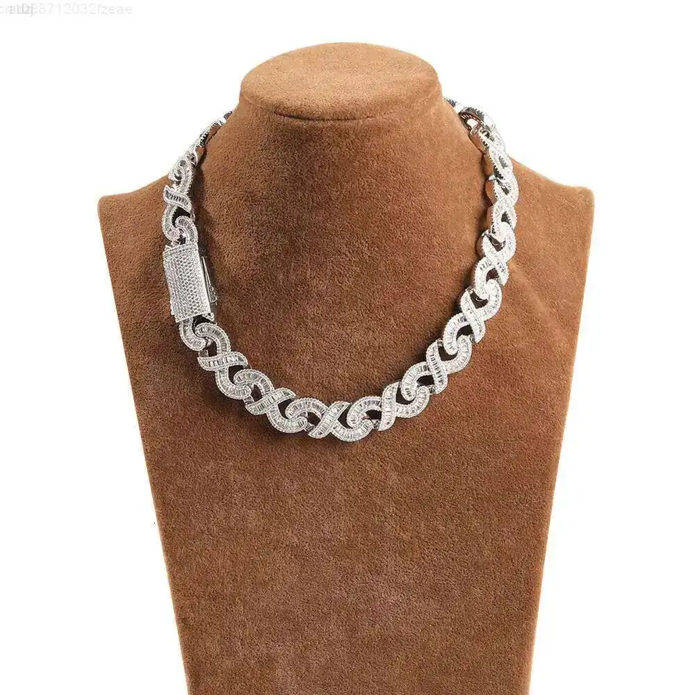 

15mm Hip Hop Iced Out Moissanite Miami Cuban Chain 925 Sterling Silver Iced Infinity Cuban Link Necklace