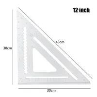 12 inch Angle Ruler Imperial Aluminum Alloy Triangular Measuring Ruler Woodwork Speed Square Triangle Angle Protractor