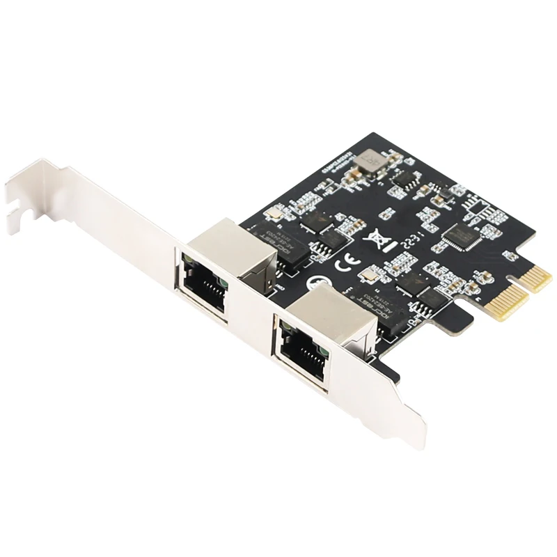 2.5G Double Port Ethernet Card RTL8125E PCIE-X1 X4 RJ45 Nework Extend Adapter Support For Synology NAS And Others Network Card