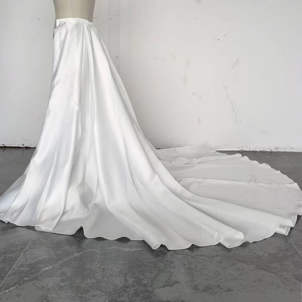 Cetim nupcial destacável longo trem casamento saia removível para vestidos festa de formatura nupcial overskirt