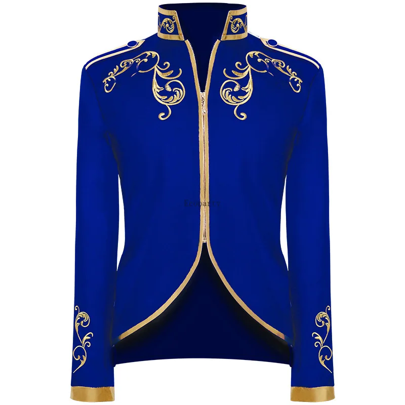 Medieval masculino custume dourado bordado rei príncipe renascentista cosplay adulto manga longa jaqueta de festa outwear casaco para homem retro