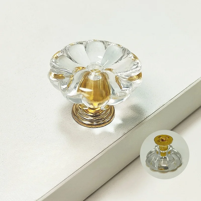 10 قطع مقابض كريستال أكريليك - أشكال الماس/الفانوس/الزهرة | تصميم شفاف للخزائن/الأدراج/خزانة الملابس #5