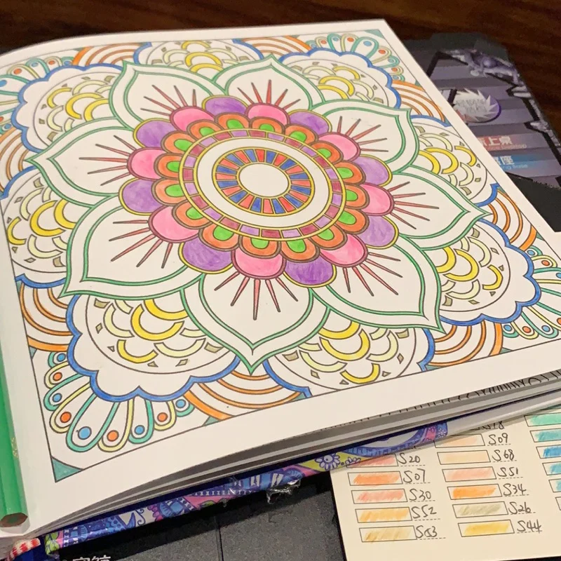 1 libri Mandala Fiore Libro da colorare per bambini Adulti Alleviare lo stress Uccidi il tempo Graffiti Pittura Disegno Libro d'arte Cancelleria