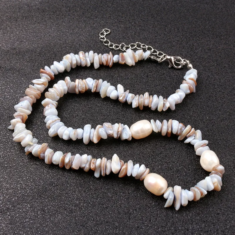 Natural Shell Pearl Bead Chain Handmade  Choker Necklaces for Girls Women