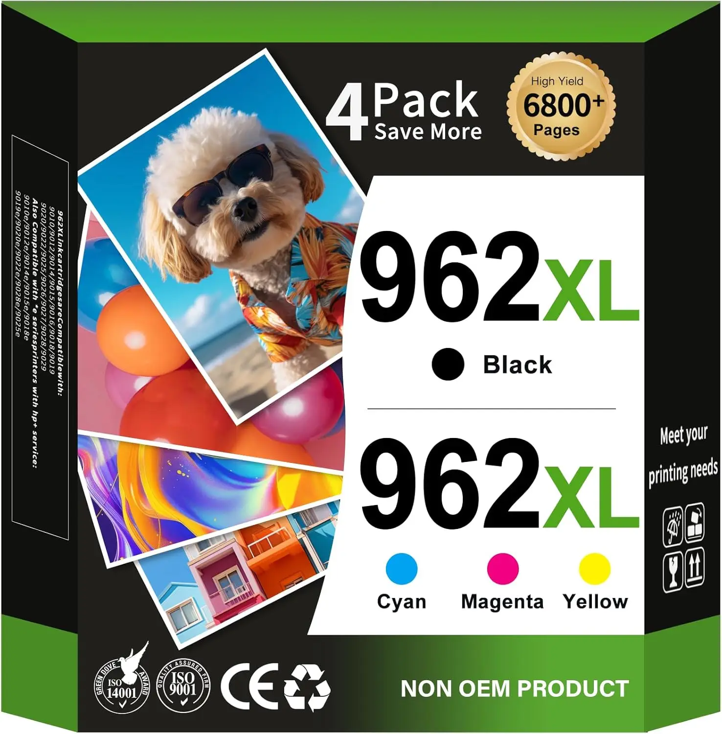

High Yield 962XL Ink Cartridges Combo Pack 4 Pack for HP OfficeJet Pro Printers