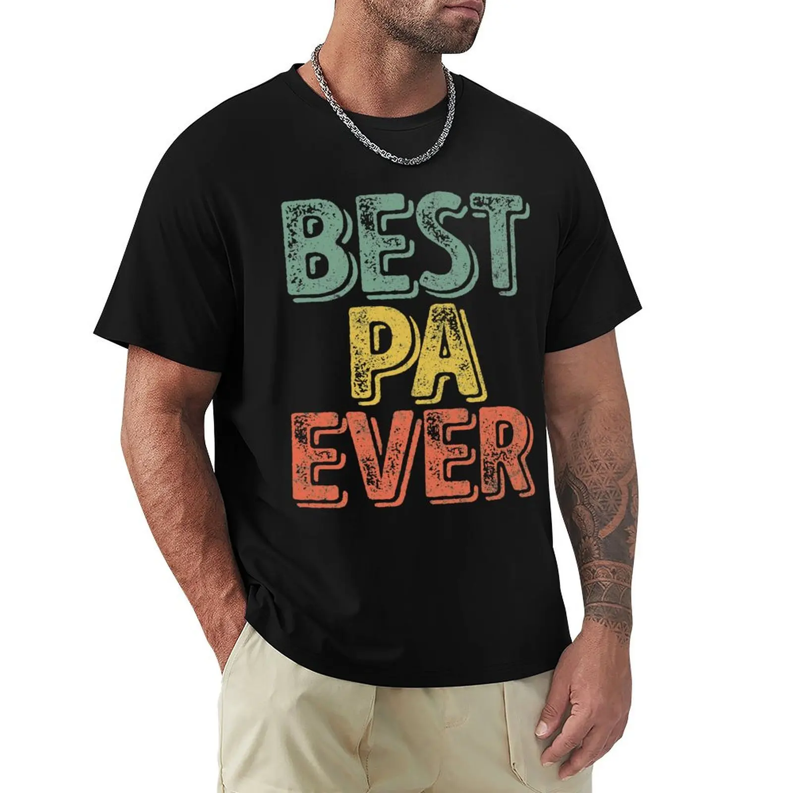 

Best Pa Ever Shirt Funny Christmas Gift Father's Day T-Shirt quick-drying plus size clothes oversized t shirts for men
