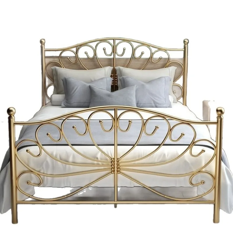 Nordic ins iron bed, modern double bed, simple princess thickened wrought iron bed single 1.5 iron frame bed