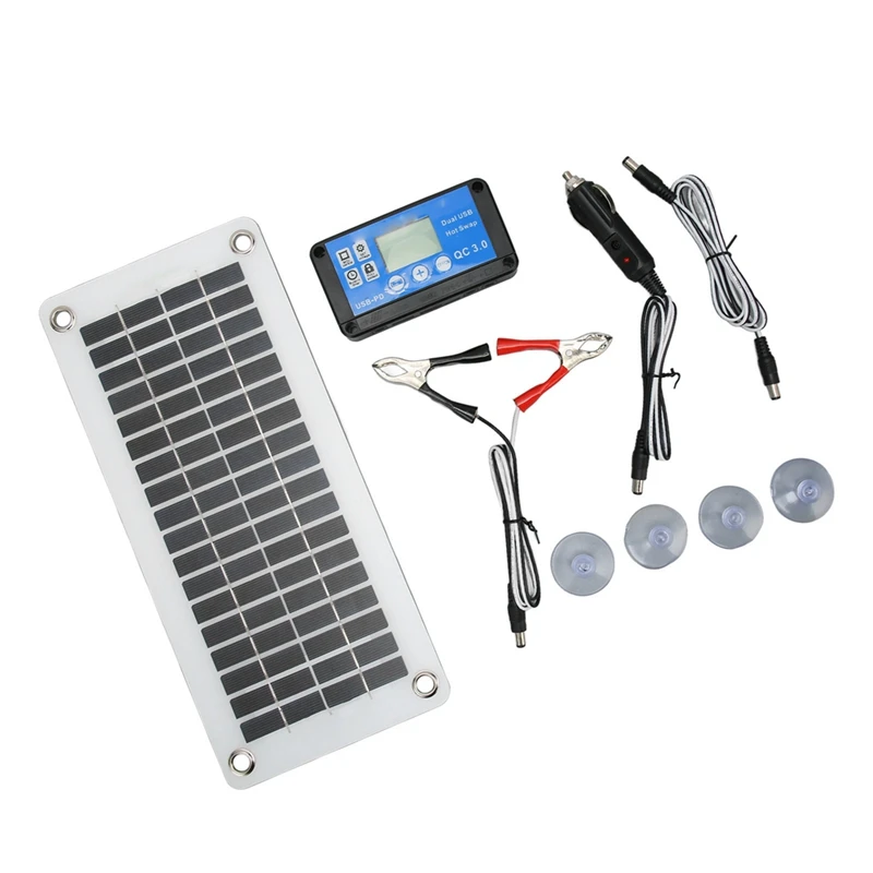 ABKD Mono-Polycrystalline Solar Panel Waterproof Controller Kit With Connection Cable 12V24V Charging Protection Battery Kit