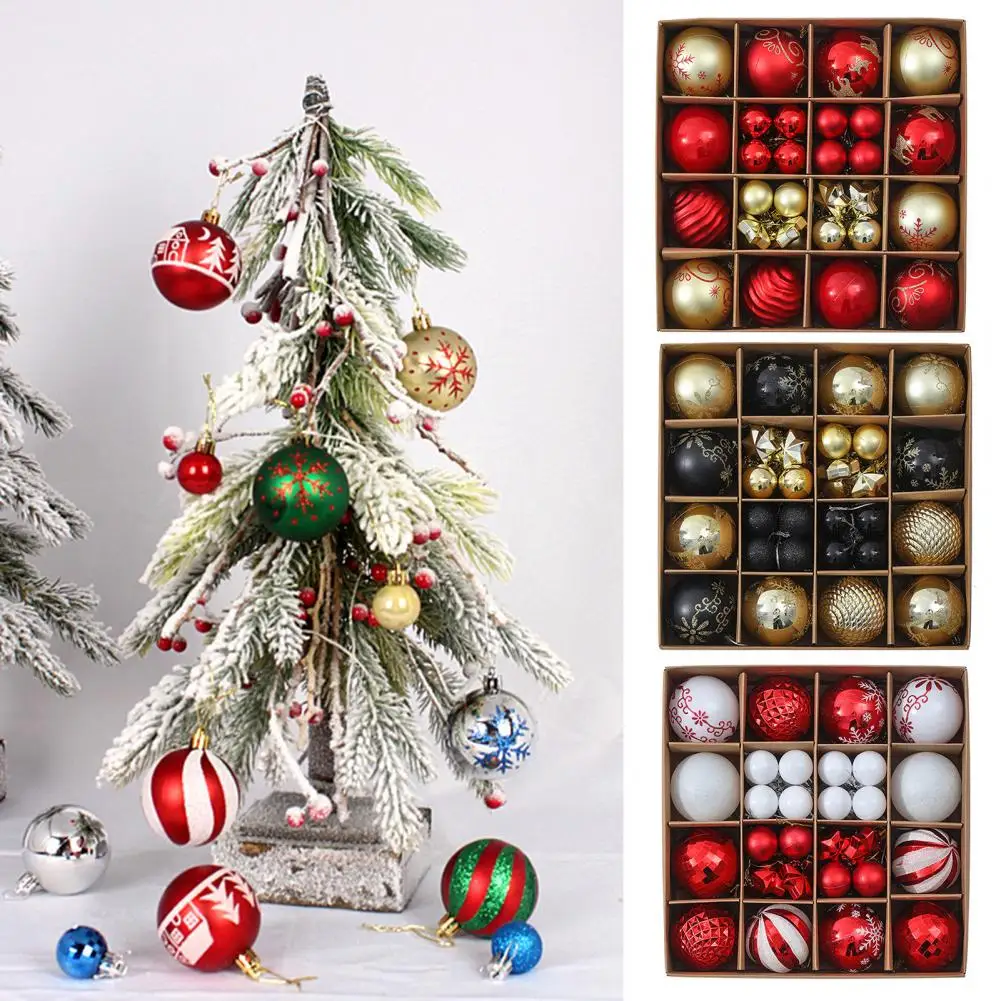 44Pcs Christmas Balls Ornaments Xmas Tree Hanging Ball Shatterproof Xmas Ball Pendant for Holiday Wedding Party Home Decorations