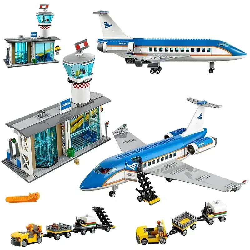 Compatible MOC Sets Retired City Series Building Blocks  Airport Passenger Terminal Airplane Children's Toys Assembling Gift