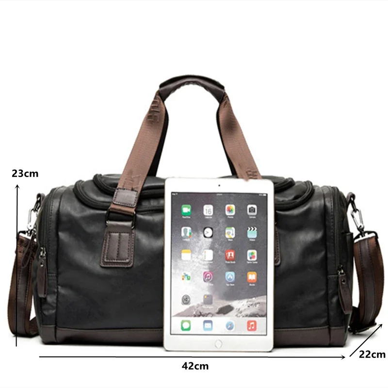 Large-capacity Top-Handle Bag Men Fashion Luxury Leather Shoulder Messenger Bag Men Handbag Soft PU Travel Bag Sports Gym Bags