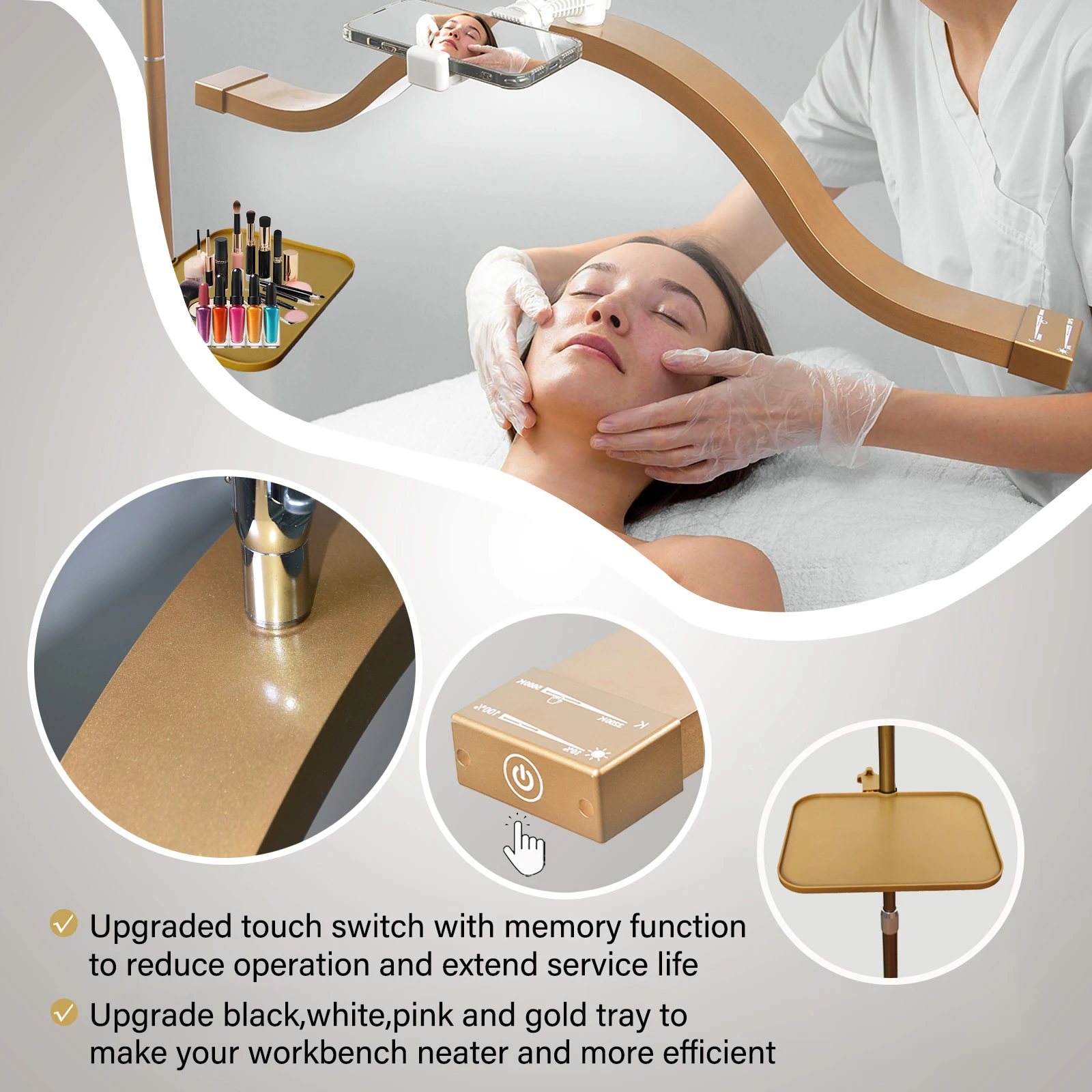 Fosoto FT-Y13 45W LED Luce video Mezza luna a forma di nuvola Anello di illuminazione per salone di bellezza Trucco Ciglia Tattoo Beauty Haircuit