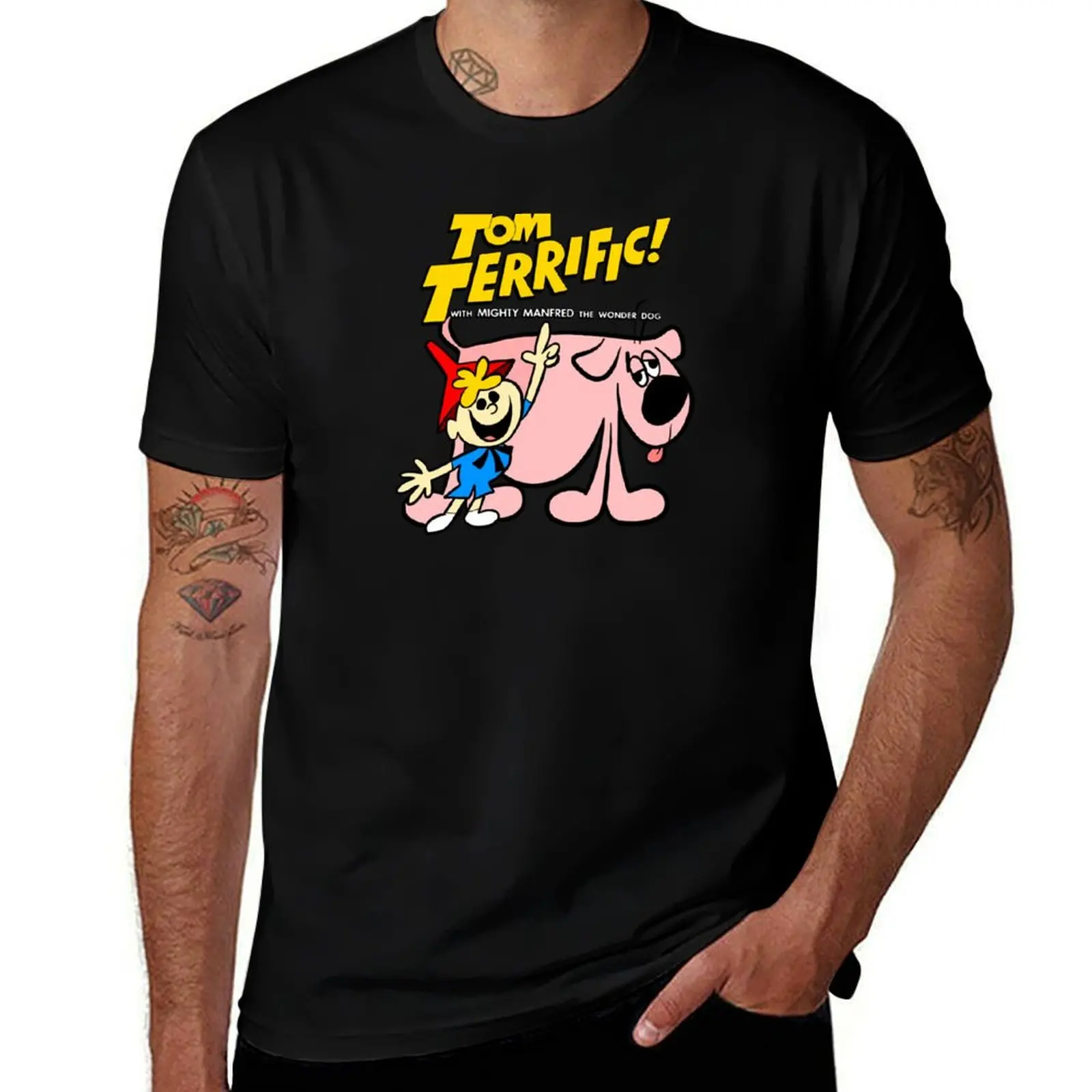 

Tom Terrific With Mighty Manfred The Wonder Dog T-Shirt Running Gym Short Sleeve Sports Tee