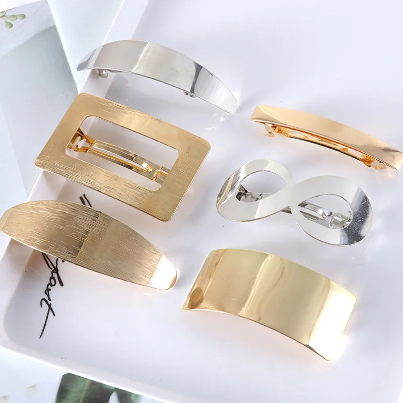 Vintage Gold Silver Women Metal Hair Clips Claw Geometric Hairpin Barrettes Hairgrips Girls Ponytail Holder Hair Accessories view 6