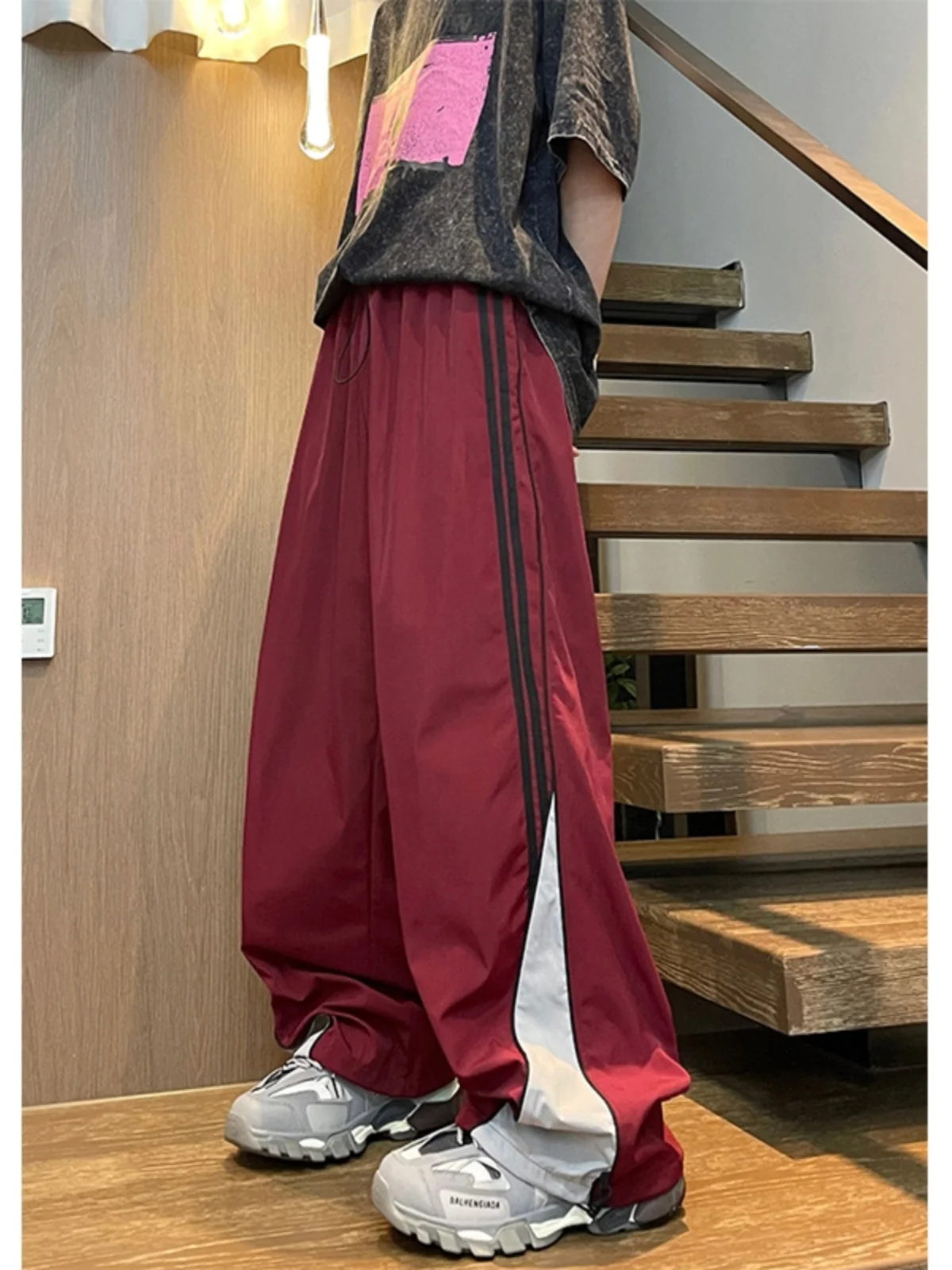 

American Retro Men's Summer Ice Silk Qui Dry Nylon Cargo Pants Drapey Straight Leg Bury Parisian Divine Pants