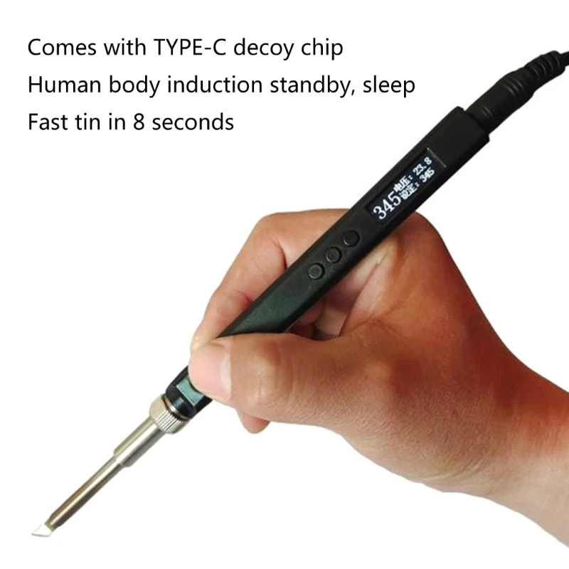Mini Electric Soldering Iron Kit T12 Output Power 65W, Adjustable Temperature 200℃-450℃, Programmable, OLED Display
