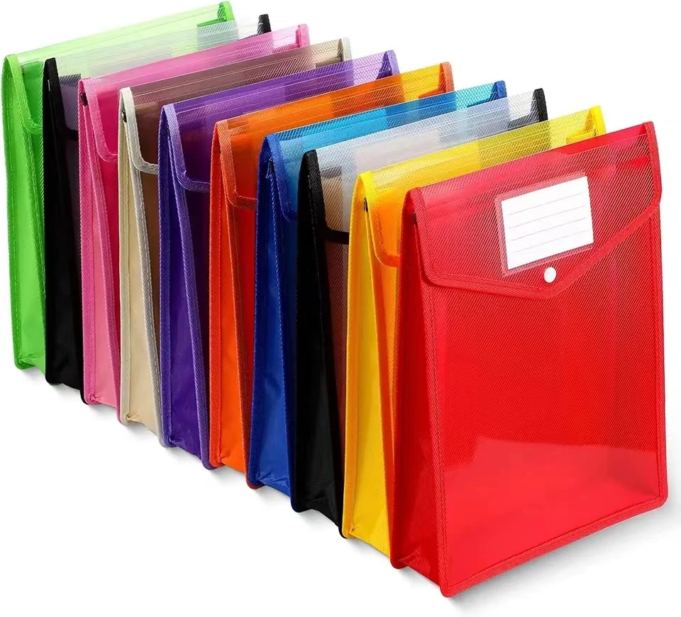 Folder Envelope Expansion File Wallet Storage File Folder With Snap Buckle And Pocket A4 Size Waterproof Transparent File Bag
