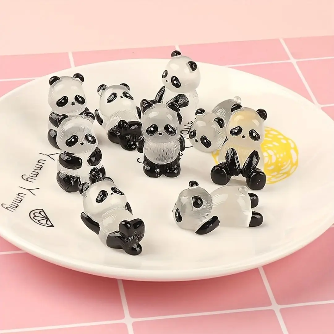 1pc Panda Doll Shines in the Dark, Micro Landscape Horticultural Potting Decoration, Outdoor Courtyard Lawn Decoration image 2