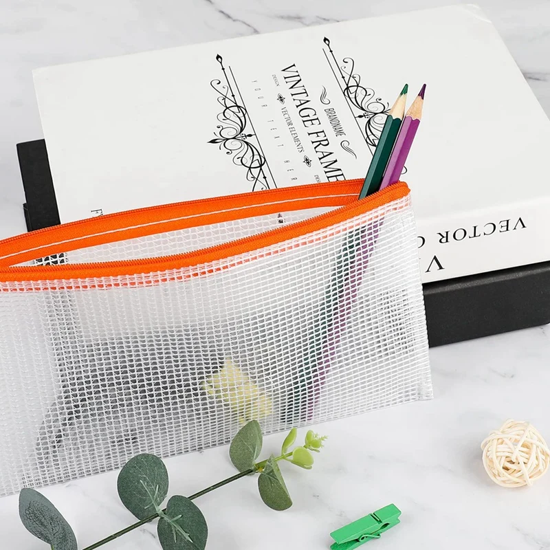 Impermeável Malha Documento Bag, Viagem Bolsa de Armazenamento, Multicolor, PVC, Material Escolar, 12 cores, 36 pcs