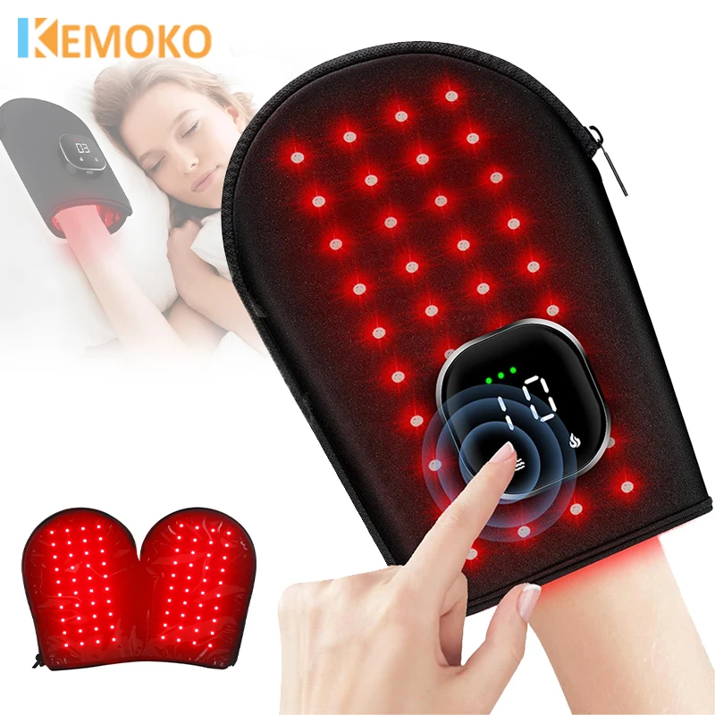 

Перчатка для терапии красным светом для рук на запястье 660 нм 850 нм светодиодный ближний инфракрасный свет беспроводной массажер для рук светотерапия горячий компресс